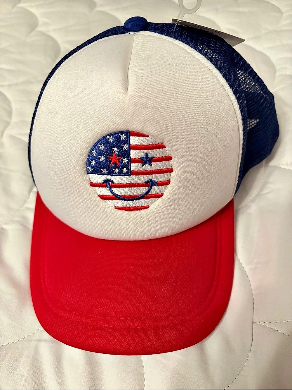 Way to Celebrate Patriotic Smiley Trucker Hat Red & Blue